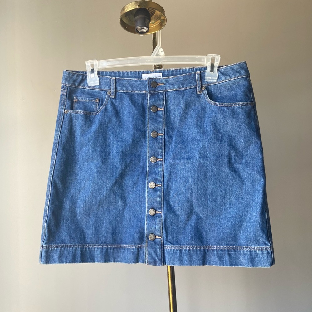 Ann Taylor Loft Button Up Denim Skirt